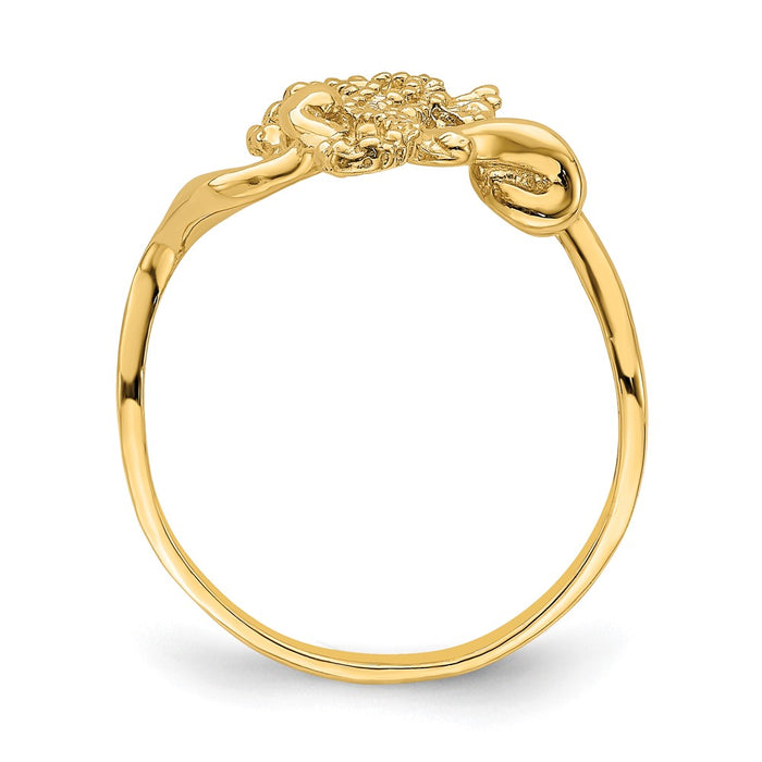 High-Quality 14K Gold Seahorse Ring - Stylish 2D Design, Size 7 at Discounted Price-2