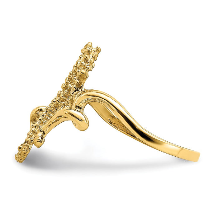 High-Quality 14K Gold Seahorse Ring - Stylish 2D Design, Size 7 at Discounted Price-3