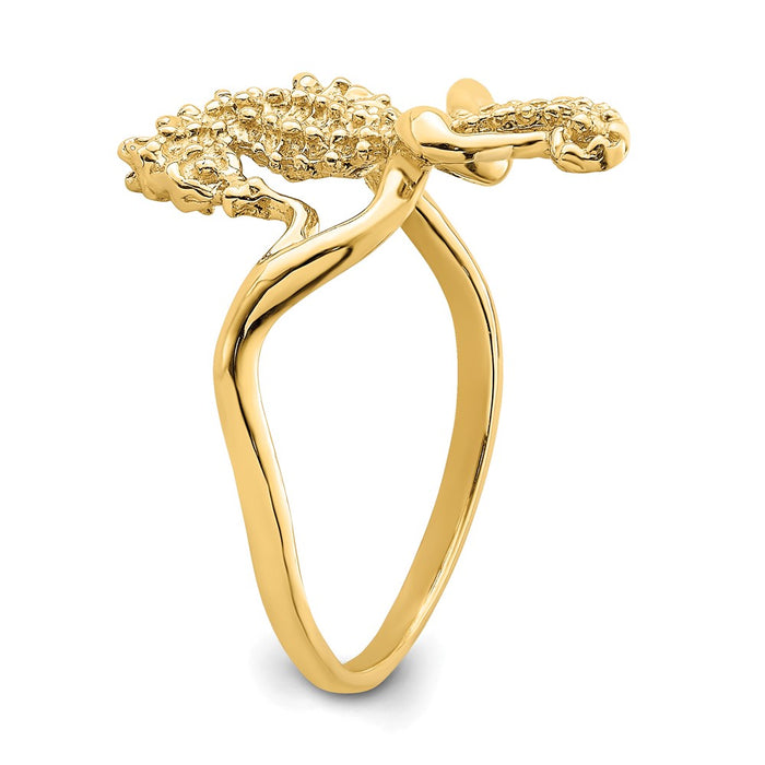 High-Quality 14K Gold Seahorse Ring - Stylish 2D Design, Size 7 at Discounted Price-6