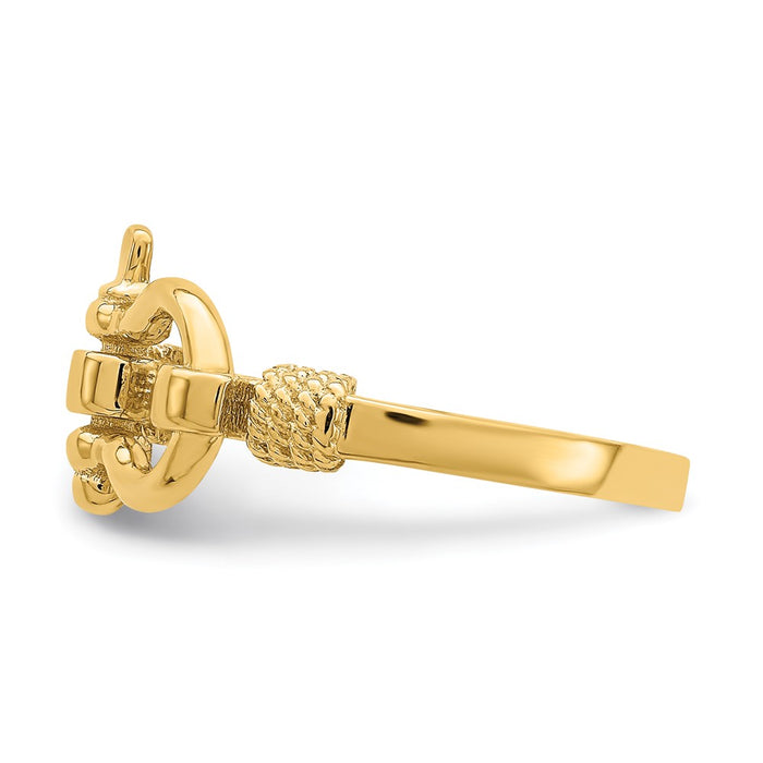 Exclusive 14K Gold Shackle Ring - Stylish Rope Edge Design, Size 7-3