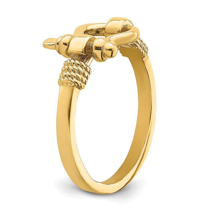 Exclusive 14K Gold Shackle Ring - Stylish Rope Edge Design, Size 7-6