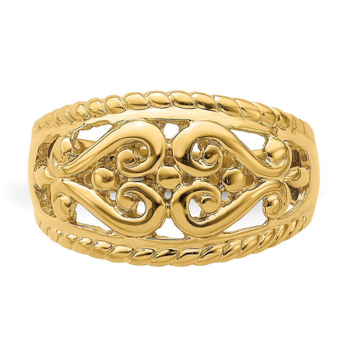 High-Quality 14K Gold Polished Heart Cut-Out Ring - Stylish & Affordable Jewelry-4