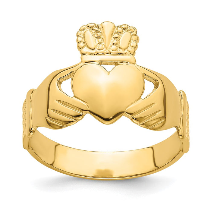 Buy Stylish 14K Gold Polished Claddagh Ring - Size 9, Affordable Luxury!-1