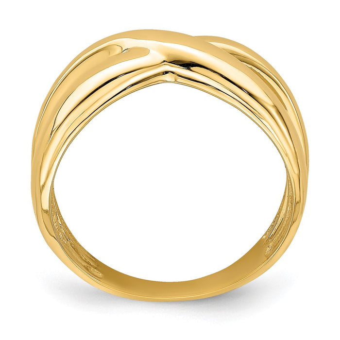 Exclusive 14K Gold Polished Dome Ring - Stylish Cut-Out Sides, Affordable Price-2