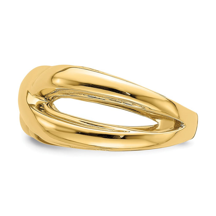 Exclusive 14K Gold Polished Dome Ring - Stylish Cut-Out Sides, Affordable Price-3