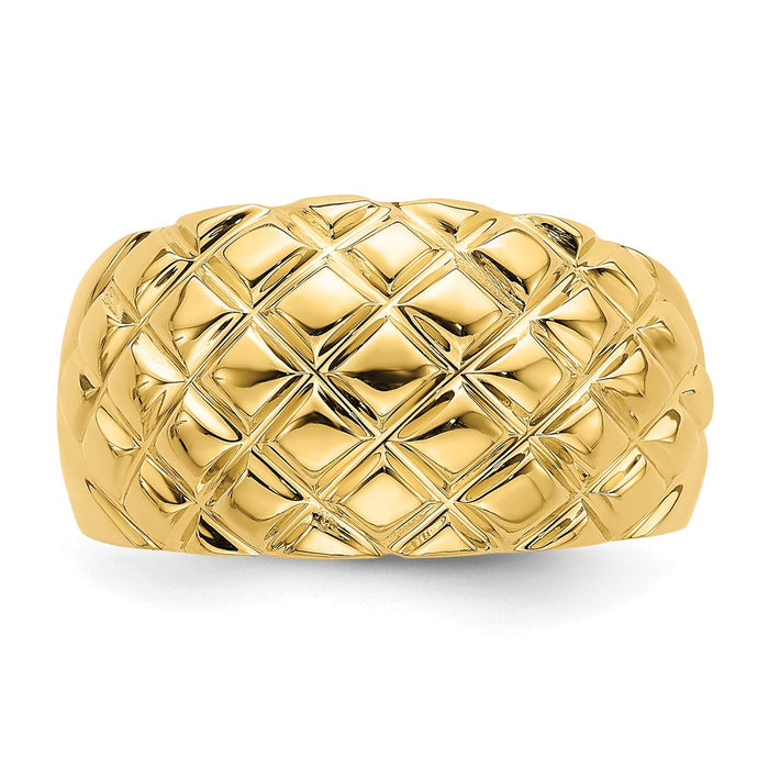 Shop Stylish 14K Gold Polished Basket Weave Design Ring - Exclusive Value!-4