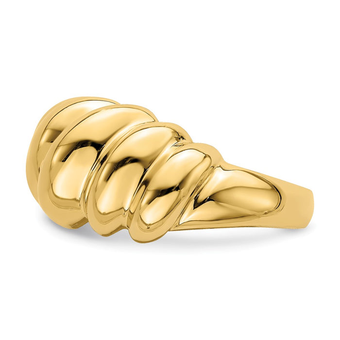 Shop Stylish 14K Polished Slanted Dome Ring with Unique Shrimp Design-3