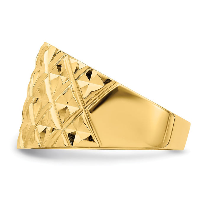 High-Quality 14K Gold Double-Curved Quilted Dome Ring - Stylish Value Piece-3