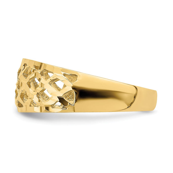 Exclusive 14K Solid Gold Woven Dome Ring - Stylish D/C Pattern, Affordable Price-3