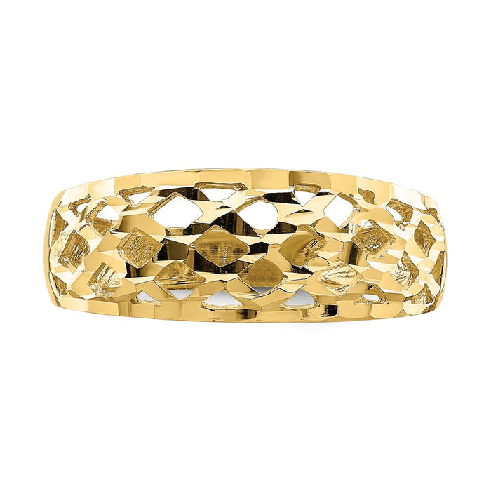 Exclusive 14K Solid Gold Woven Dome Ring - Stylish D/C Pattern, Affordable Price-4