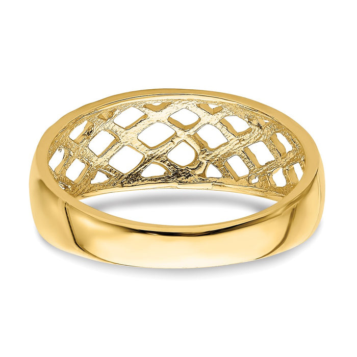 Exclusive 14K Solid Gold Woven Dome Ring - Stylish D/C Pattern, Affordable Price-5