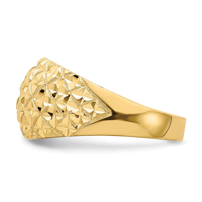 Buy Stylish 14K Gold Diamond-Cut Quilted Dome Ring - Affordable Luxury Design-3