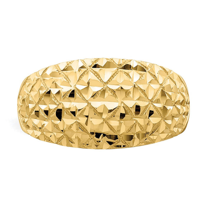 Buy Stylish 14K Gold Diamond-Cut Quilted Dome Ring - Affordable Luxury Design-4