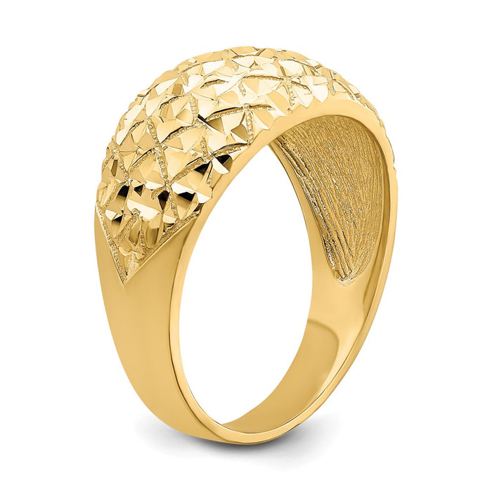 Buy Stylish 14K Gold Diamond-Cut Quilted Dome Ring - Affordable Luxury Design-6