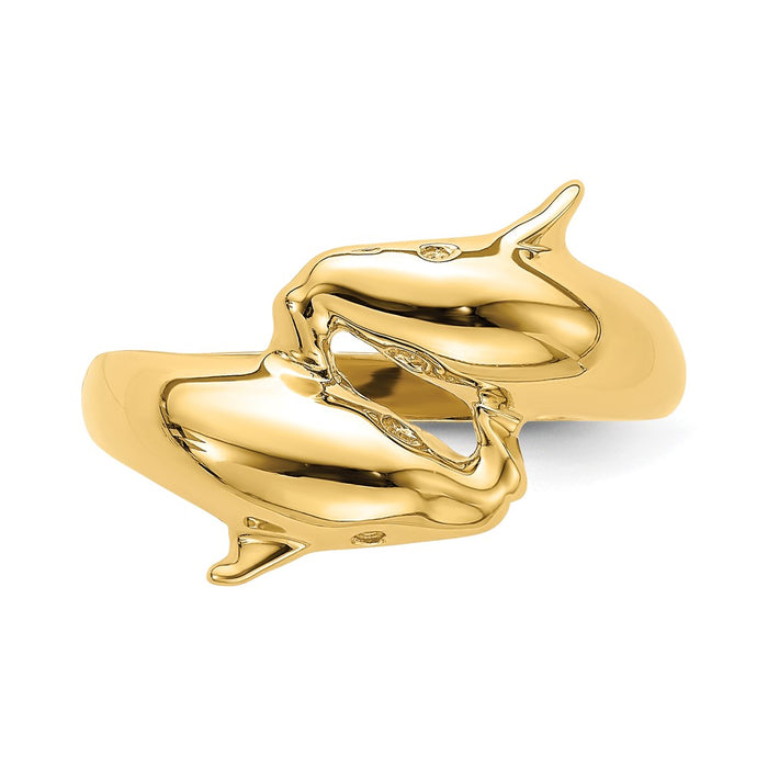Shop Stylish 14K Gold Polished Double Dolphin Ring - Exclusive Design, Great Value-4