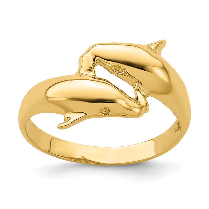 Shop Stylish 14K Gold Polished Double Dolphin Ring - Exclusive Design, Great Value-1