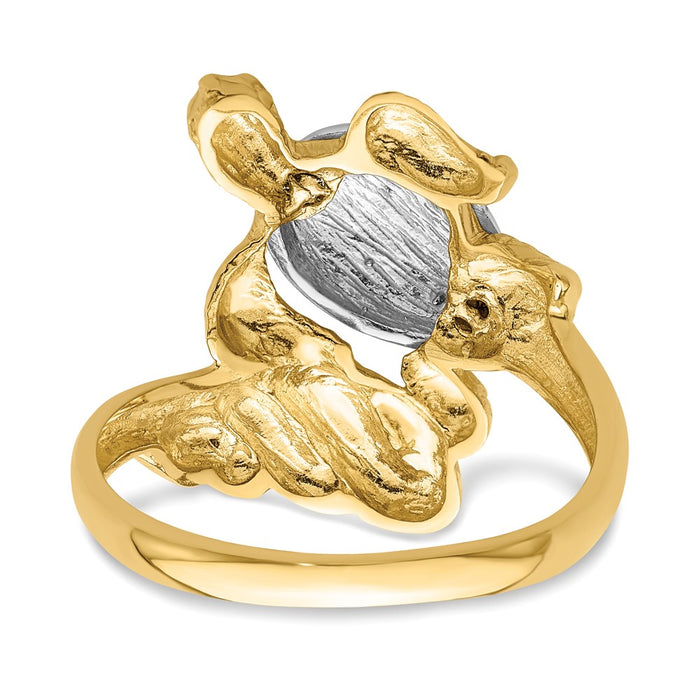 Exclusive 14K White Gold Turtle Ring - Stylish Rhodium-Plated Design-5