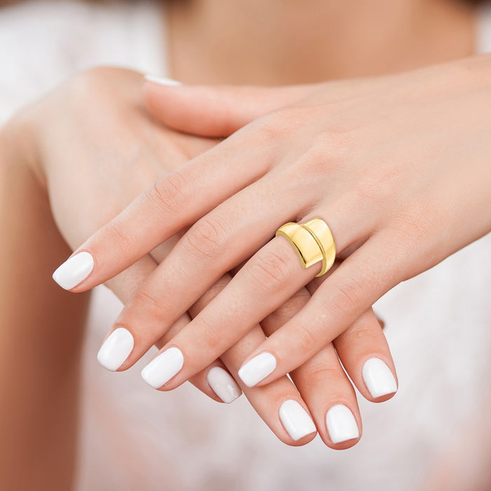 High-Quality 14K Gold Polished Bypass Ring - Stylish & Affordable Design-5