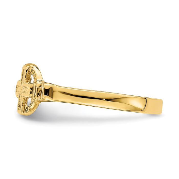 Buy Exclusive 14K Gold Polished Cross Within Circle Ring - Stylish Value!-3