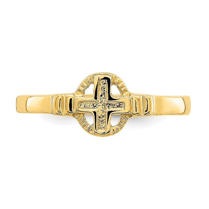 Buy Exclusive 14K Gold Polished Cross Within Circle Ring - Stylish Value!-4