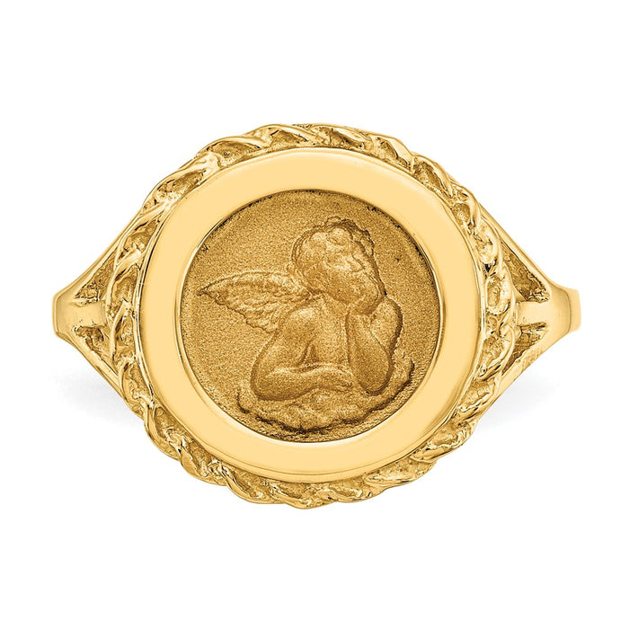 Shop 14K Gold Angel Coin Ring - Stylish Rope Frame Design | Luxury Value-4