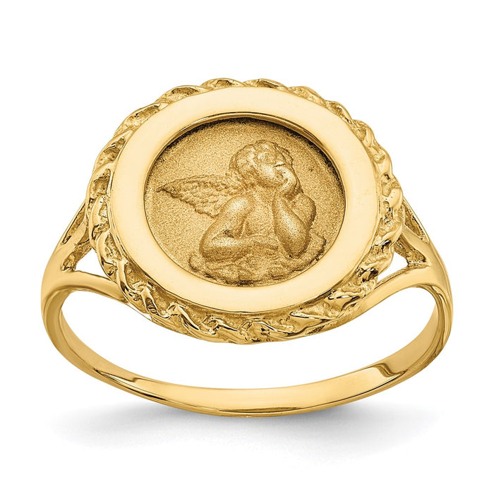 Shop 14K Gold Angel Coin Ring - Stylish Rope Frame Design | Luxury Value-1