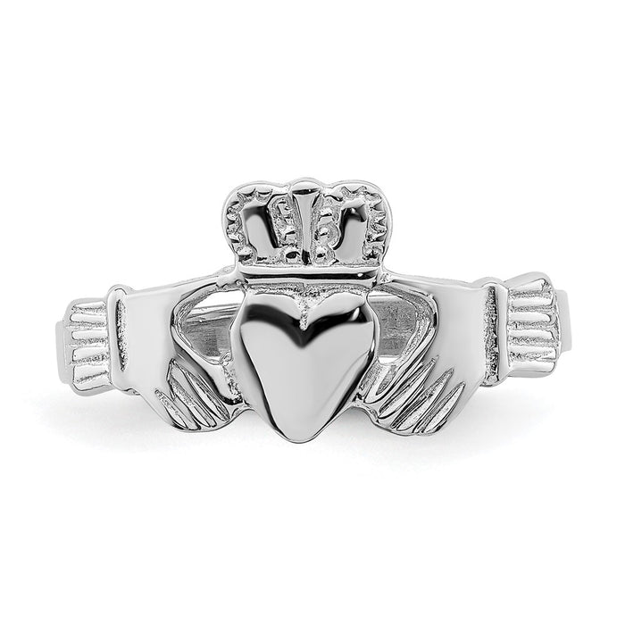 Buy Stylish 14K White Gold Claddagh Ring - 0.85mm, Timeless Irish Design-4