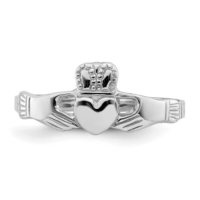 Buy Stylish 14K White Gold Claddagh Ring - Polished, Affordable Elegance-4