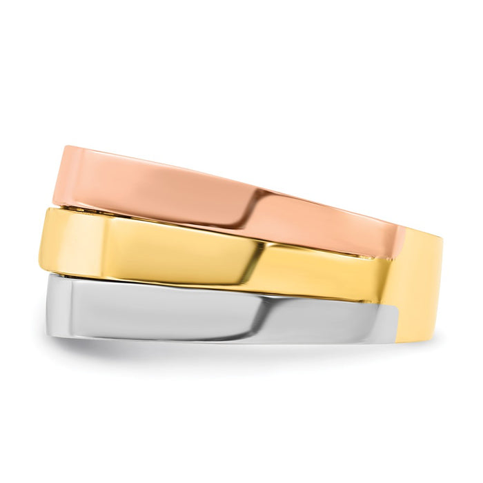 Buy Stylish 14K Tri-Color Modern Flat Top Ring - Exclusive Design, Affordable Price-3