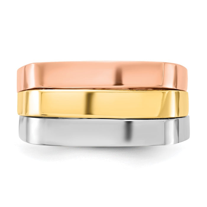 Buy Stylish 14K Tri-Color Modern Flat Top Ring - Exclusive Design, Affordable Price-4
