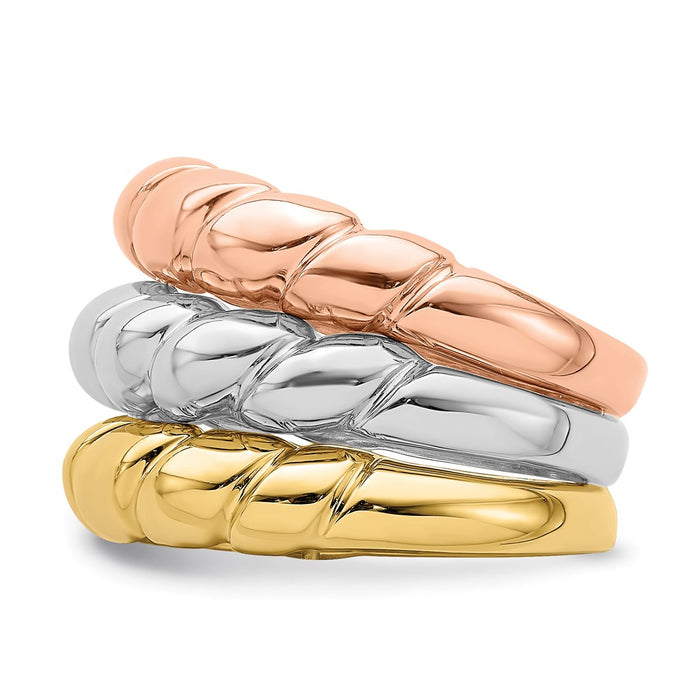 Shop Exclusive 14K Tri-Color Triple Shrimp Ring - Stylish & Affordable Design-3