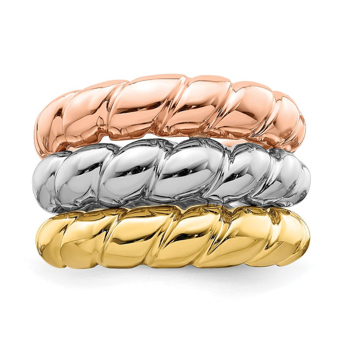 Shop Exclusive 14K Tri-Color Triple Shrimp Ring - Stylish & Affordable Design-4