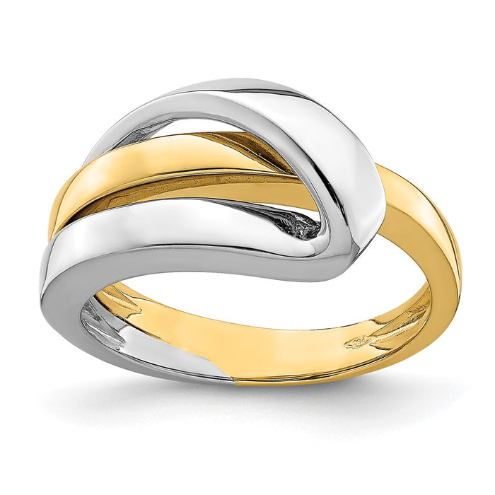 Buy Stylish 14K Two-Tone Polished Band - Elegant Folded Design, Affordable Luxury-1