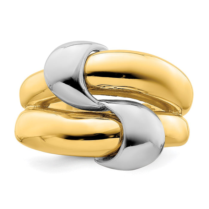 Buy Stylish 14K Two-Tone Polished Knot Design Dome Ring - High-Quality Accessory-4