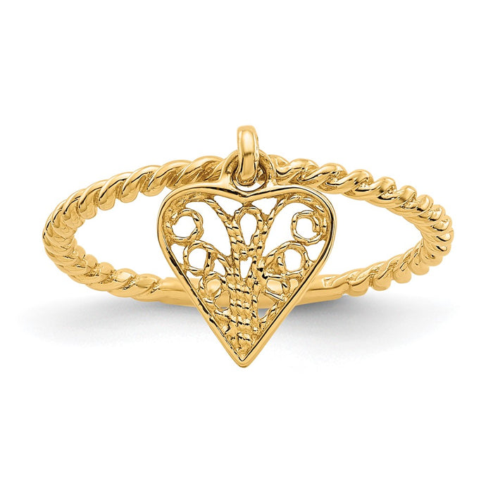 Buy Exclusive 14K Gold Heart Dangle Ring - Stylish & Affordable Jewelry-1