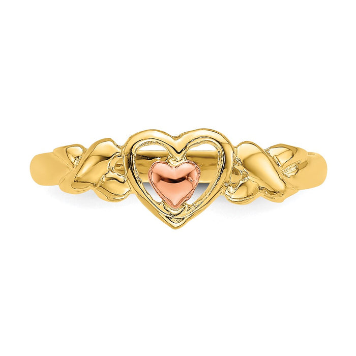 Buy Stylish 14K Two-Tone Heart-Shaped Polished Ring - High-Quality Jewelry-4