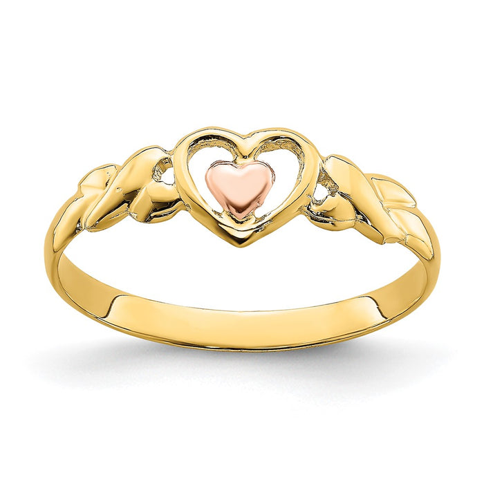Buy Stylish 14K Two-Tone Heart-Shaped Polished Ring - High-Quality Jewelry-1