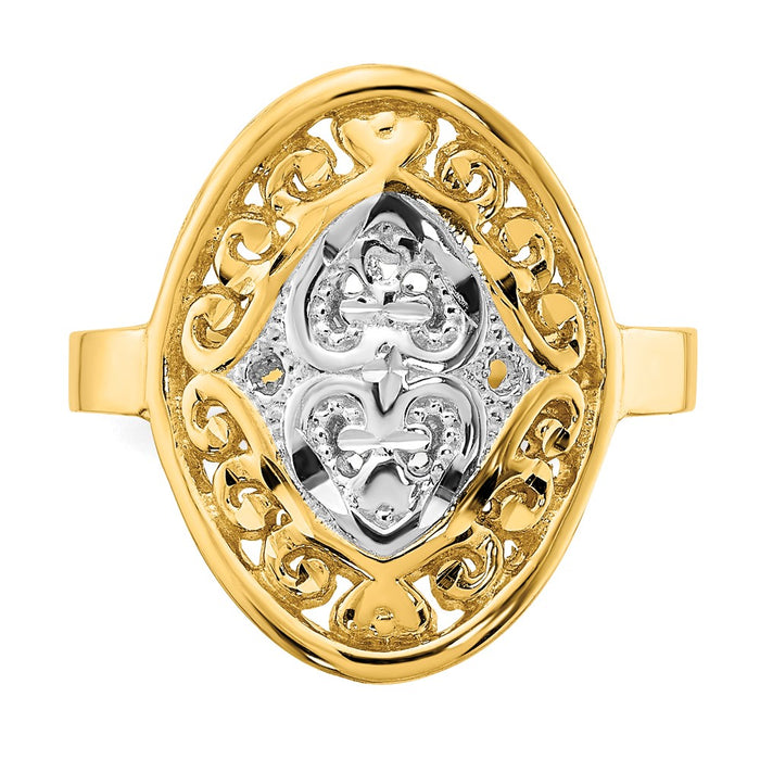 Shop Stylish 14K White Gold Oval Shield Ring with Heart Accents - Luxury Value!-4