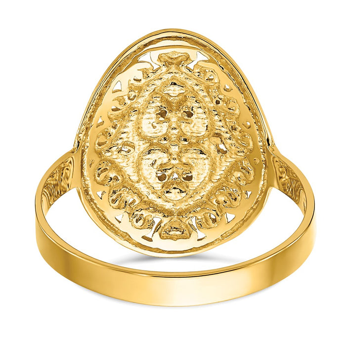 Shop Stylish 14K White Gold Oval Shield Ring with Heart Accents - Luxury Value!-5