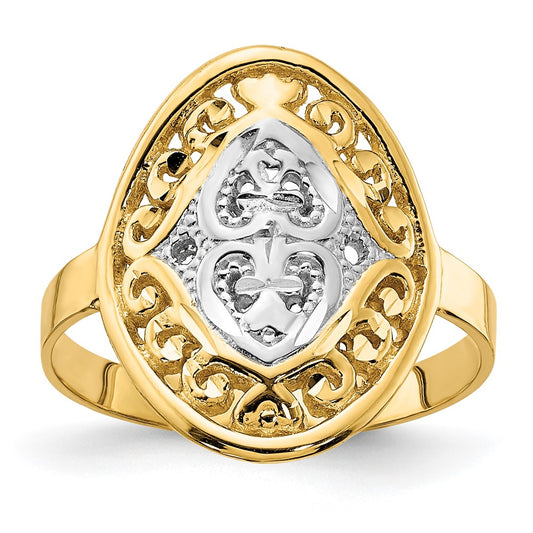 Shop Stylish 14K White Gold Oval Shield Ring with Heart Accents - Luxury Value!