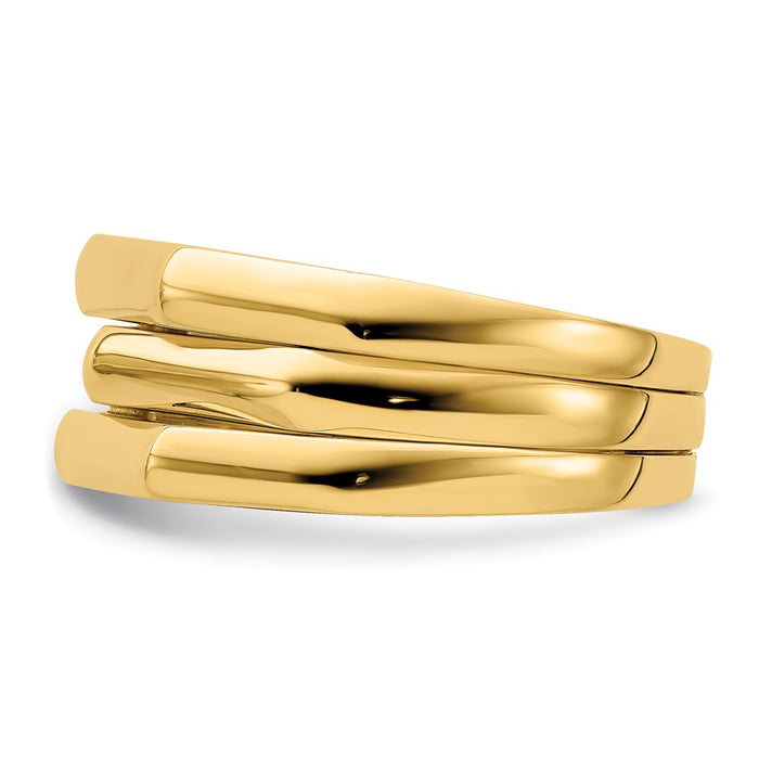 High-Quality 14K Gold Triple-Ridge Dome Ring - Stylish & Affordable Luxury-3