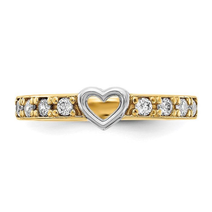 Shop Stylish 14K Gold & White Rhodium Plated CZ Heart Ring - Affordable Luxury-4