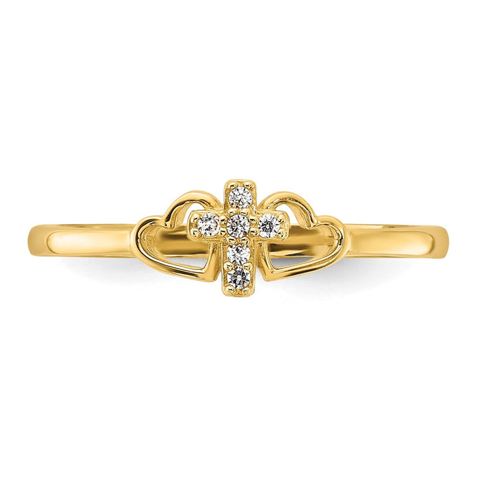 Buy Exclusive 14K Gold Polished Ring with CZ Heart Accents - Stylish Value-4