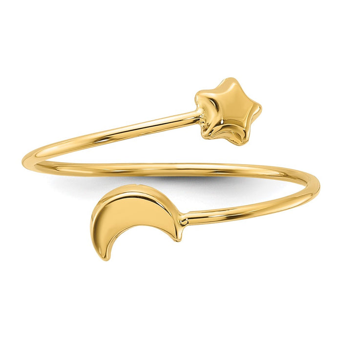 Shop Stylish 14K Gold Polished Adjustable Moon & Star Ring - Affordable Luxury!-4