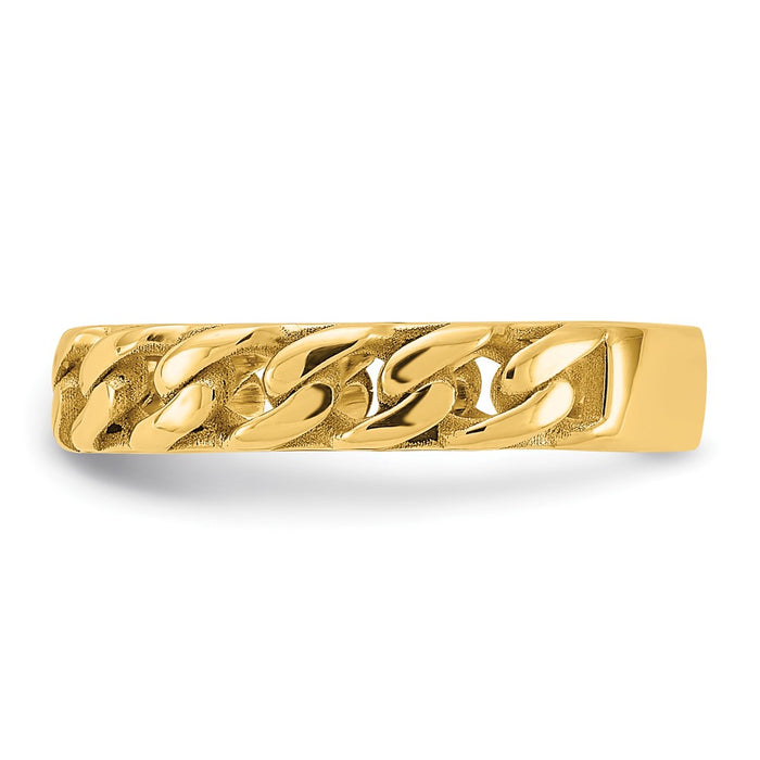 Shop 14K Gold 4mm Curb Link Band - Stylish Size 9 Ring, Affordable Luxury-3