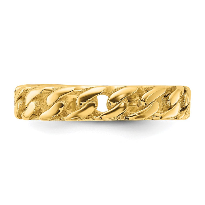 Shop Stylish 14K Gold Polished 4mm Curb Link Ring - Size 5.5, Affordable Luxury-4