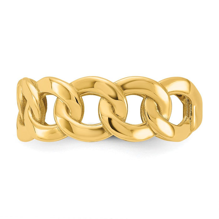 Buy Exclusive 14K Yellow Gold Polished 8mm Men's Curb Link Ring, Size 10-3