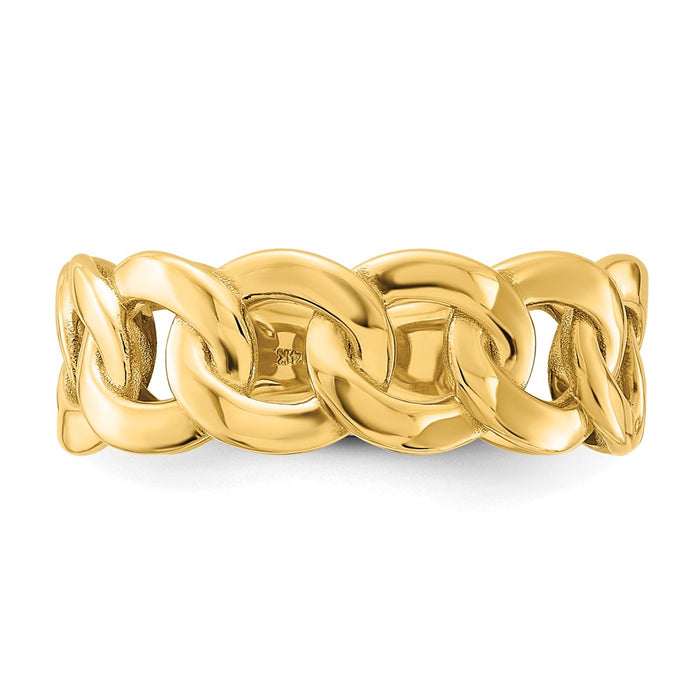 Buy Exclusive 14K Yellow Gold Polished 8mm Men's Curb Link Ring, Size 10-4