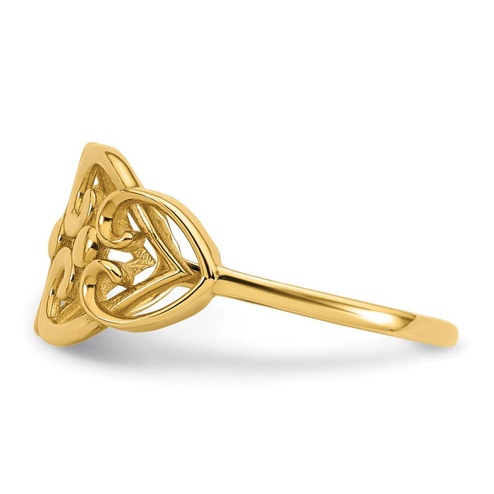 Shop Stylish 14K Gold Fancy Heart Cut-Out Ring - Size 7, Affordable Elegance-3