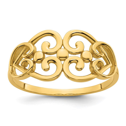 Shop Stylish 14K Gold Fancy Heart Cut-Out Ring - Size 7, Affordable Elegance
